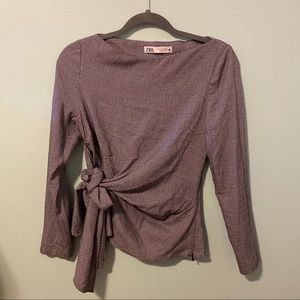 Zara Long Sleeve Blouse Formal Knotted Bow Top